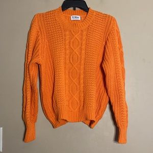 27 MILES MALIBU Loyal Cable Knit Split Back Sweater in ORANGE